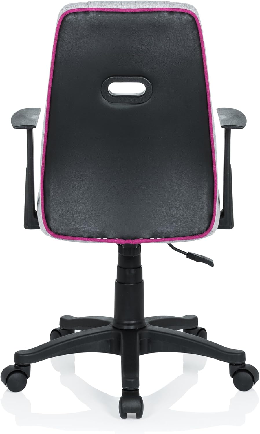 hjh OFFICE 670930 kinderbureaustoel KIDDY EXTRA stof grijs/pink met armleuningen comfortabele bekleding kinderstoel bureau chair