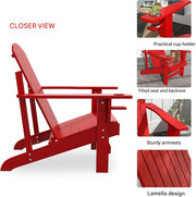 Adirondack - Tuinstoel - Relaxstoel - Ligbank - Ergonomische Rugleuning - Stevige - voor Tuin - Balkon - Terras - Sparrenhout - 72 x 94 x 93 cm - Rood