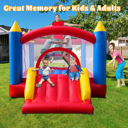 PVC springkasteel met ventilator, trampoline, glijbaan, veiligheidsnet, dit springkasteel is gemaakt van pvc, geschikt voor thuis, buiten, kleuterschool of commercieel (afmetingen: 365 x 283 x