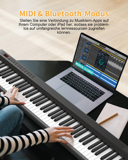 Digitale piano – Elektrische piano – Elektronisch toetsenbord – E-piano – Pianotoetsenbord – 88 halfgewogen toetsen – MIDI en Bluetooth