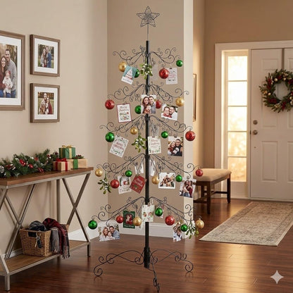 Metalen Decoratieboom – Ornamentenstandaard – Ornament Display Boom Stand – Kersthanger Houder – Decoratiestandaard – 213 Cm Hoog – 174 Haken – Zwart