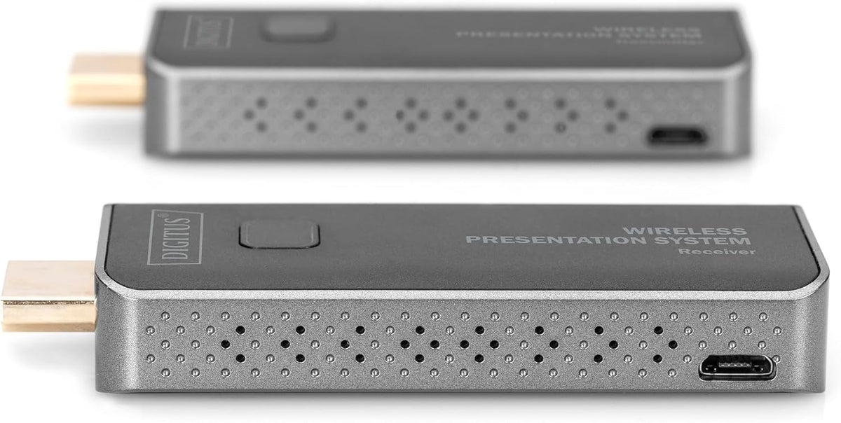 DIGITUS DS-55319 Click & Present Mini - Draadloos presentatiesysteem - BYOD: Laptop, tablet, smartphone - Geen app/driver nodig - Echt Plug & Play - Zilver/Zwart