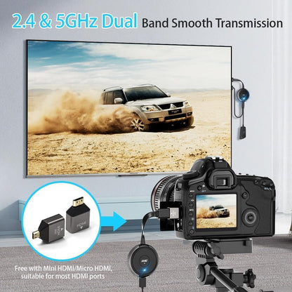 Draadloze HDMI Zender en Ontvanger 4K/5G, Wireless HDMI Transmitter and Receiver 165FT/50M, overdracht van Laptop/TV box/Camera/PS5/Phone naar Televisie/Monitor/Projector