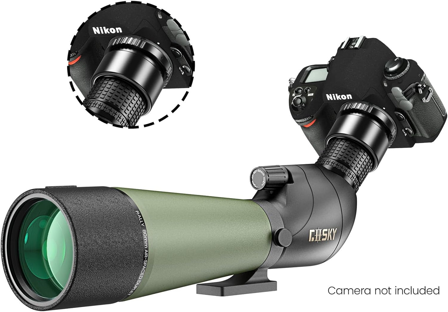 Gosky BAK4 Spotting scope, schuine spotting voor het schieten van doelen, jacht, vogelobservatie, wildobservatie, met smartphone-adapter en camera-adapter voor Nikon