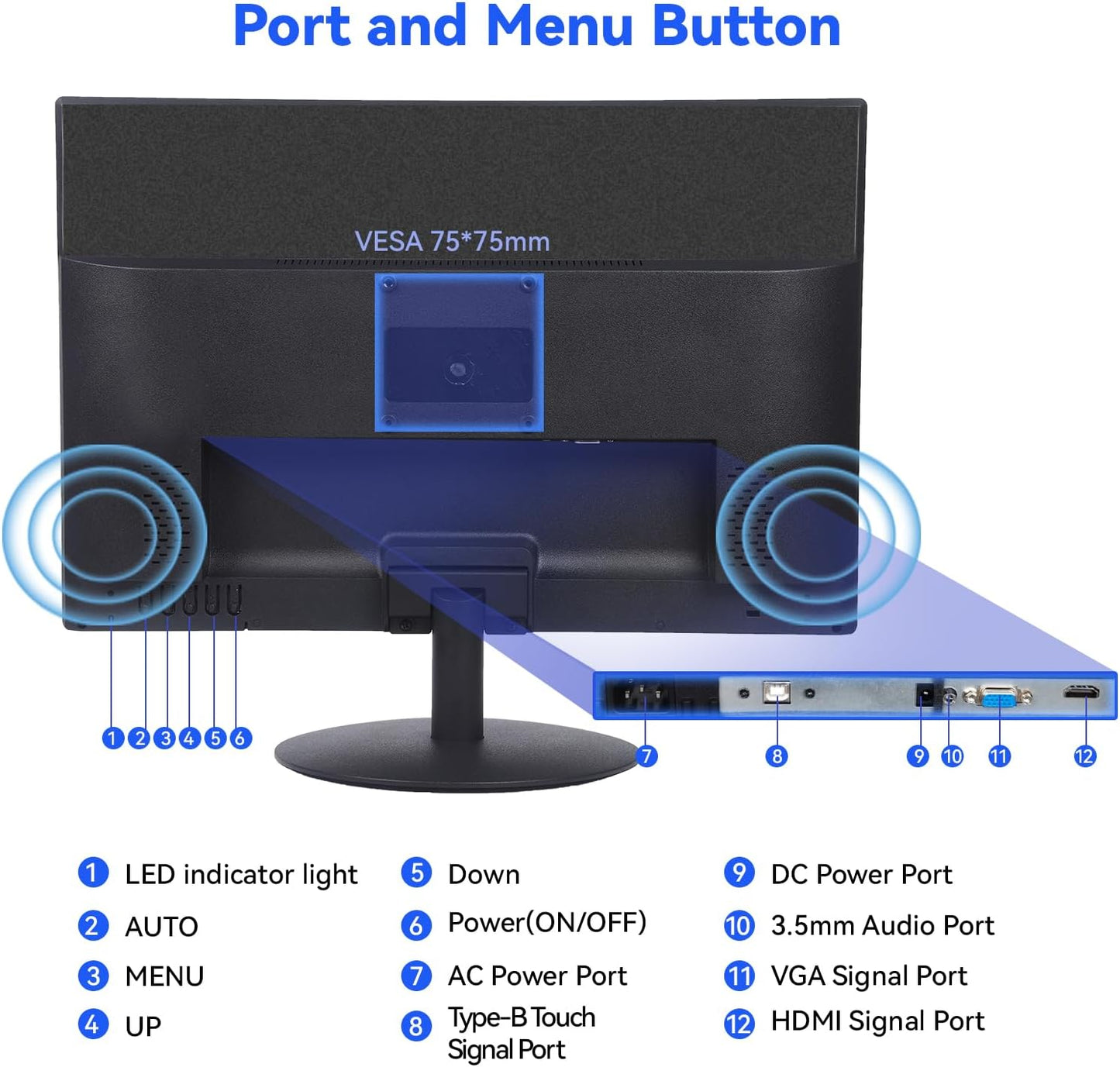 19 inch touchscreen-monitor FHD 1440x900 60Hz multi-touch monitor, PC 16:10 display met luidspreker/HDMI/VGA/Type-B-aansluiting, compatibel met laptop/Ras Pi/Windows OS
