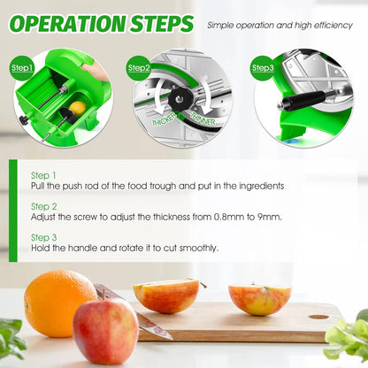 Manual Snijmachine – Groentesnijder – Fruitsnijder – Aardappelsnijder – Onionsnijder – Instelbare Snijdikte 0,8-9mm – Roestvrij Stalen Mes