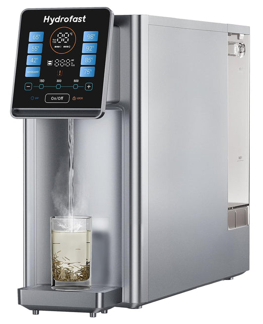 Omgekeerd osmosesysteem voor aanrecht, 6 niveaus onmiddellijke warmwaterdispenser, 8 instelbare temperaturen en 15 volumes, TDS-bewaking, nul installatie