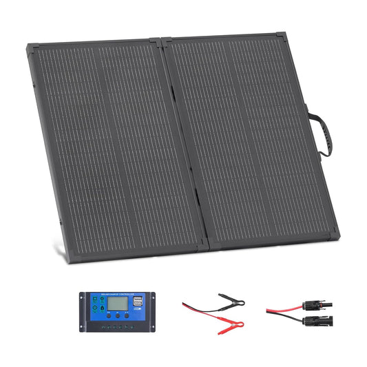 VEVOR Opvouwbaar zonnepaneel 100 W met frame, draagbaar monokristallijn fotovoltaïsch paneel type N met 16 BB, zonne-oplader IP67 waterdicht met PWM-controller 30 A MC4-uitgang