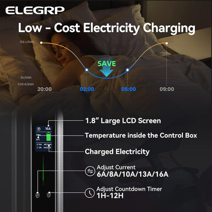ELEGRP Wallbox 11 kW met oplaadkabel type 2, driefasige oplader voor elektrische voertuigen, instelbaar van 6 tot 16 A, 10 m kabel, IP67 waterdicht, mobiel laadstation IEC 62196-2.