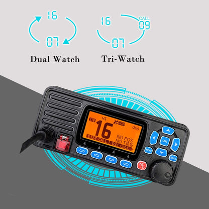 Retevis RA27 Marine Transceiver, IPX7 Waterproof, Class D DSC, GPS, 88 Channels VHF, Dual/Tri-watch, Geschikt voor International, Professional Marine Transceiver (1 stuk, zwart)