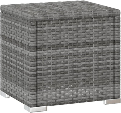 Tidyard Lounger with Cushion and Table, Tiltable, Outdoor, Balcony, Courtyard, Patio, Sofa, Outdoor Bed, Garden Bed with Rattan Table, Grey - QUORE