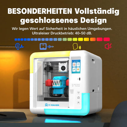 3D-printer – 3D-printmachine – 3D-fabricator – 3D-bouwer – Volledig gesloten behuizing – Snelle nozzle-vervanging en 8-kleuren PLA-filamentset