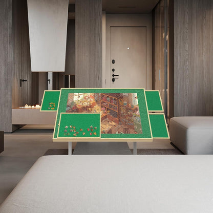 Puzzeltafel met 1500 stukjes, in hoogte verstelbare puzzelplank met deksel en 4 laden, puzzeltafel voor volwassenen, puzzelplank met deksel en poten voor puzzelaars