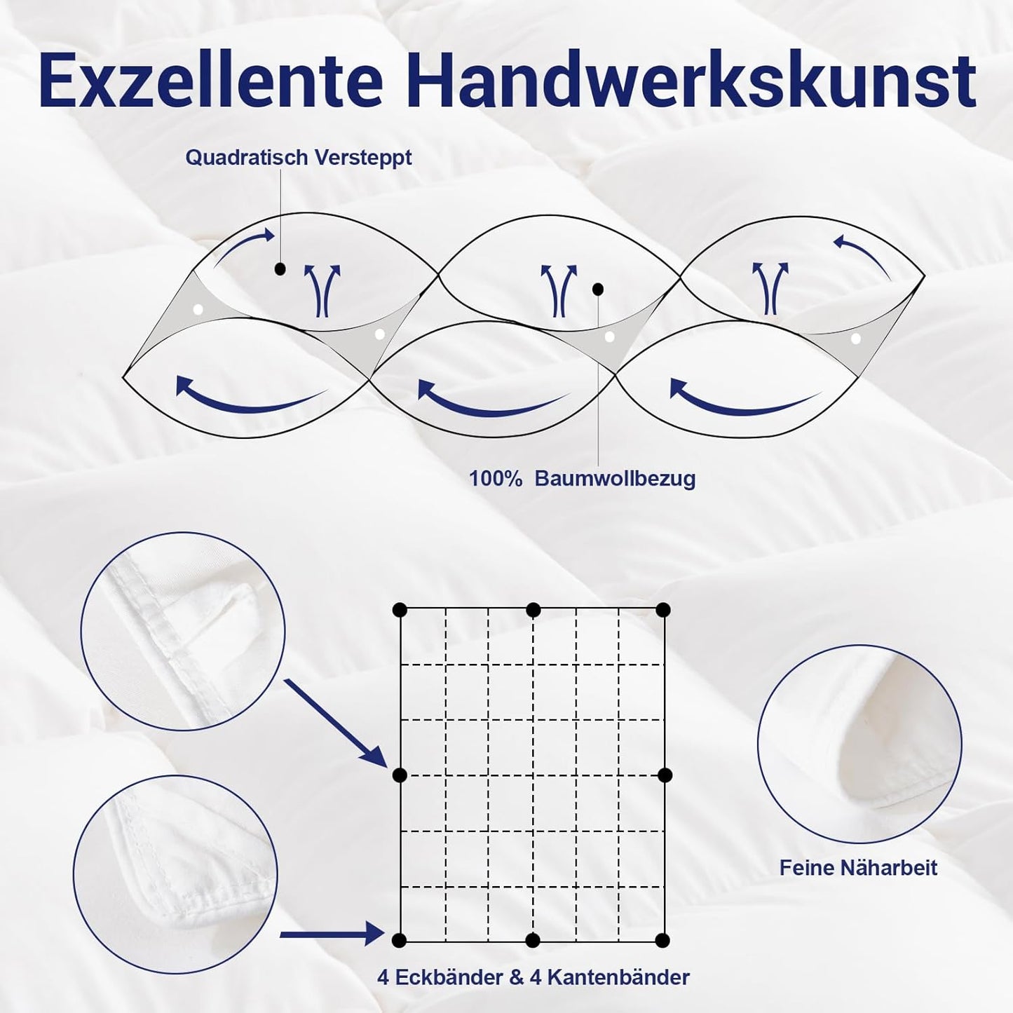 Donzen Dekbed 220x240 4 Seizoenen, 100% Katoenen Overtrek, Donsdekbed 240x220 All Season Warm, Dekbed Volumineus en Ademend Deken(Oeko-TEX en RDS Gecertificeerd, Wit, Vulgewicht 2100gr)
