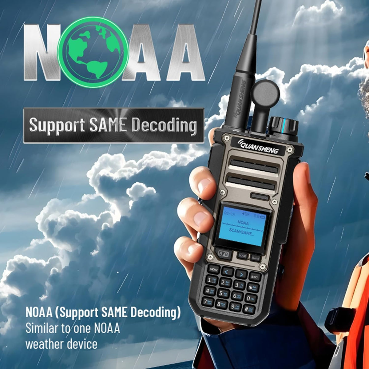 HYS Quansheng TK-11(8) 10W VHF/UHF Walkie Talkie, Type-C oplaadpoort en 3000 mAh accu, 999 kanaalnummers, spectrum-analysator, professionele twee-weg radio met koptelefoon