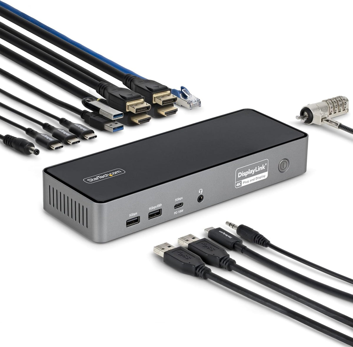 StarTech.com Triple-Monitor USB-C Docking Station, 140W Charging Dock voor MacBook Pro en Windows, 4K 60Hz HDMI of DisplayPort