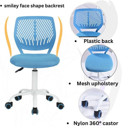 FurnitureR 2 stuks Home Office Chair, Ergonomische Verstelbare Hoogte Swivel Rolling, Computerstoel voor Thuis, Kantoor en Studie, Metaal, Blauw Turquoise, 38,5 cm x 40 cm x 75-87 cm