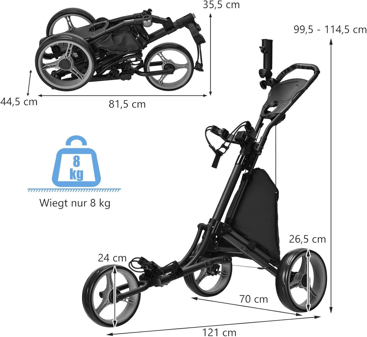 FANTASK Unisex - Golf Trolley voor volwassenen