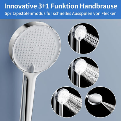 Thermostatisch Douchesysteem – Douche Set – Regendouche – Handdouche – Doucherail – Complete Set Chroom – 38°C Thermostaat – XL Regendouche 30x20 cm