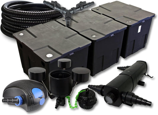 SunSun vijverfilterset voor 90.000 l met UVC 24 W, ECO-pomp 100 W, slang 25 m en skimmer