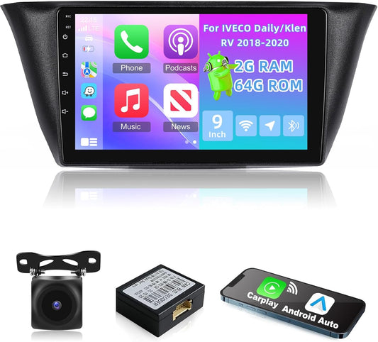 Autoradio Iveco Daily – Android Autoradio – Multimedia Systeem – Car Stereo – Auto Headunit – Draadloze CarPlay & Android Auto – 9 Inch Gesplitst Scherm & HD Achteruitrijcamera