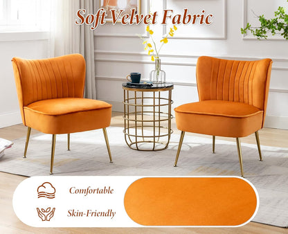 Fauteuil Velvet – Velours Stoel – Eetkamerstoel – Accentstoel – Loungechair – Zacht Hoogwaardig Schuim – Gouden Metalen Poten - QUORE