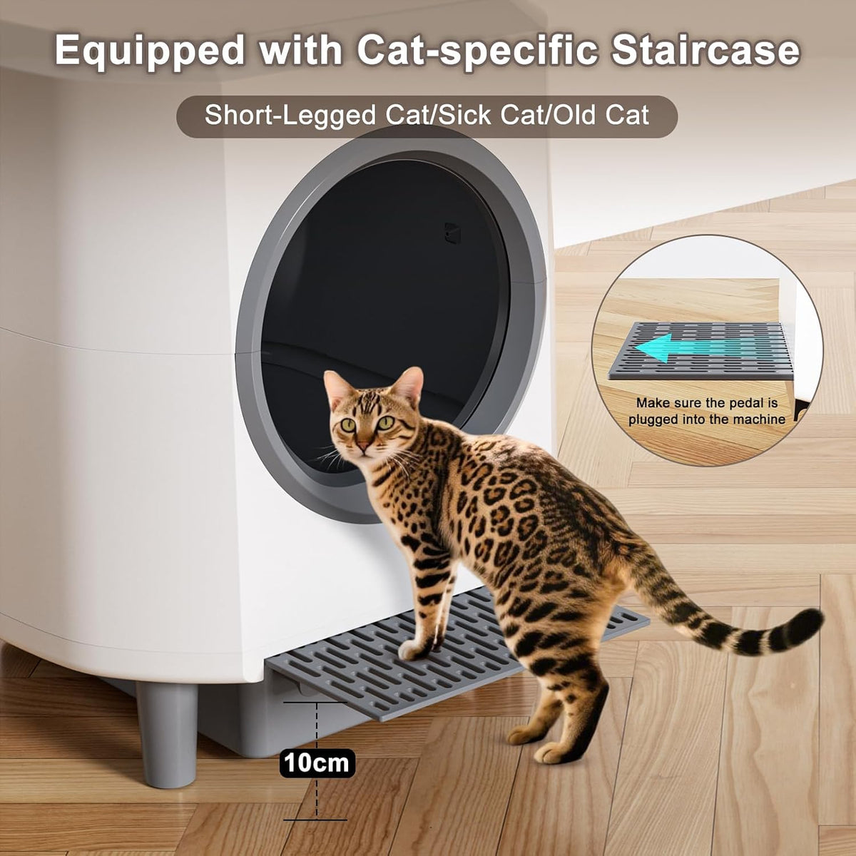 Automatische kattenbak Ellenpent zelfreinigende kattenbak met app-bediening en veiligheidssensor, 90 l grote capaciteit voor meerdere katten, Litiere Pour Chat Autonettoyant met 3 rollen poepzakken