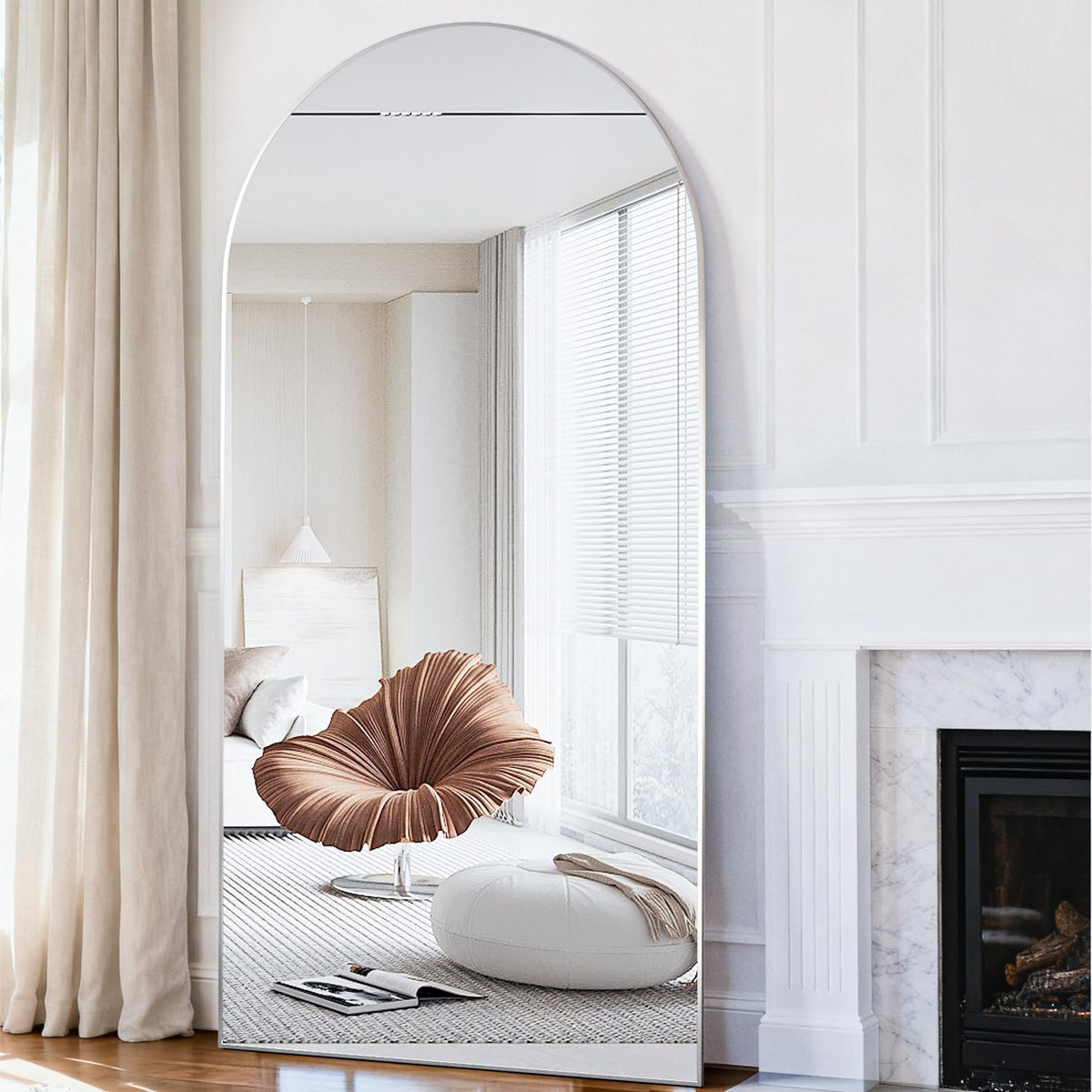 CASSILANDO Spiegel in volledige lengte, 180 x 80 cm, staande staande staande spiegel, zilverkleurig, om op te hangen of tegen de muur te zetten, voor garderobe, slaapkamer, woonkamer (zilver)