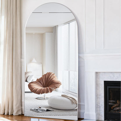 CASSILANDO Spiegel in volledige lengte, 180 x 80 cm, staande staande staande spiegel, zilverkleurig, om op te hangen of tegen de muur te zetten, voor garderobe, slaapkamer, woonkamer (zilver)