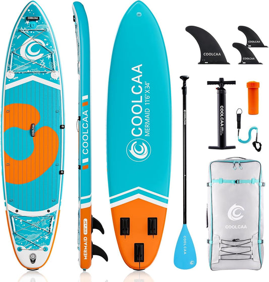 COOLCAA Stand-up paddleboard van 354 x 86 x 15 cm, met premium SUP-accessoires, draagkracht tot 210 kg, SUP-board voor volwassenen en jongeren van alle niveaus
