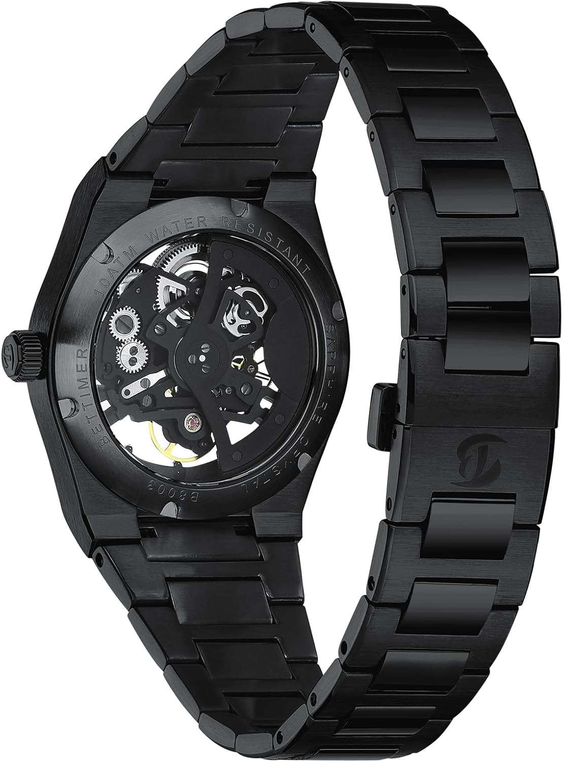 Automatisch herenhorloge, skelet, automatisch uurwerk, precisie (38,5 mm), van 316L staal, waterdicht 10 ATM, krasbestendig saffierglas
