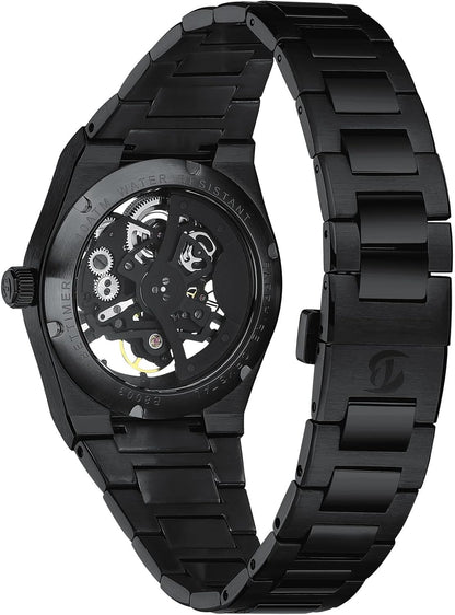 Automatisch herenhorloge, skelet, automatisch uurwerk, precisie (38,5 mm), van 316L staal, waterdicht 10 ATM, krasbestendig saffierglas