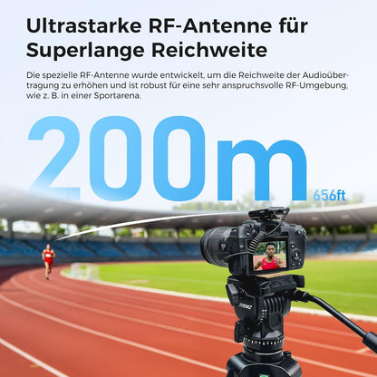 NearStream Draadloze lavalier-microfoon voor Android, iOS, camera, pc, draadloze microfoon voor video-opname, streaming, vlog, interview, 656 ft transmissie, lcd-display, 20 uur batterijduur (AWM20T)