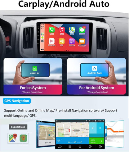 Autoradio met Scherm – Multimedia Systeem – Navigatie Radio – Auto Audio – Touchscreen Radio – 9 Inch QLED Display – Draadloze CarPlay & Android Auto
