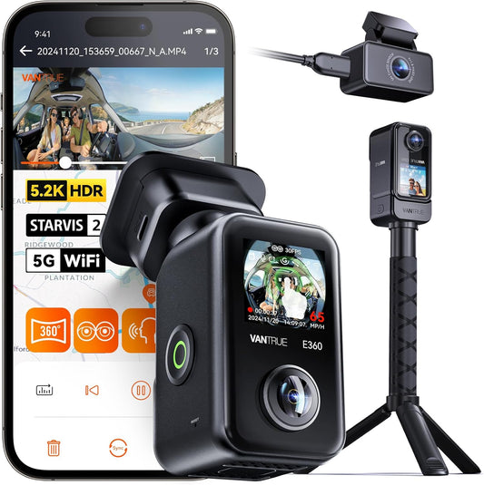 Dashcam – Autocamera – Auto Camera – Rijcamera – Rijregistratie Camera – 3-Kanaals 5.2K Panorama + 1944P – Dubbel STARVIS 2 HDR Nachtzicht