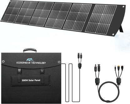 Ecosonique Zonnepaneel, 300 W, opvouwbaar, draagbaar zonnepaneel, oplader voor de meeste krachtcentrales, 40 V MC4-voeding en meerdere uitgangen, folarmodule voor camping, outdoor, camper
