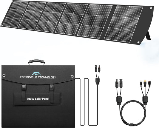 Ecosonique Zonnepaneel, 300 W, opvouwbaar, draagbaar zonnepaneel, oplader voor de meeste krachtcentrales, 40 V MC4-voeding en meerdere uitgangen, folarmodule voor camping, outdoor, camper