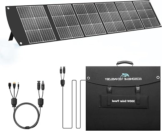 Ecosonique 300 W Foldable Portable Solar Panel Charger for Most Power Stations, 40 V MC4 Power Supply and Multiple Outputs, Folar Module for Camping, Outdoor, Motorhome - QUORE
