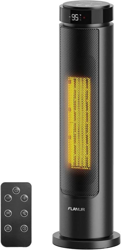 Verwarmingsventilator, energiebesparend, 2000 W, PTC keramische ventilatorkachel, stil, 60 cm, elektrische verwarming met thermostaat en afstandsbediening, eco-modus, 70 graden oscillatie, 12