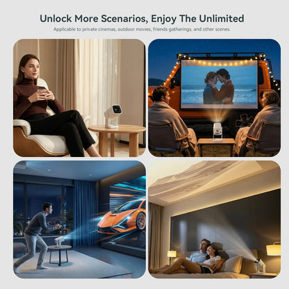 WANBO Cube 1 Mini Smart Beamer Android TV/Netflix, Live TV, Len Protection, 360° Rotable, 200 ISO Lumen, Auto Keystone, CEC, 2.4+5G WiFi Bluetooth, 28dB, 0,9Kg, Draagbare Projector met 8W Speaker