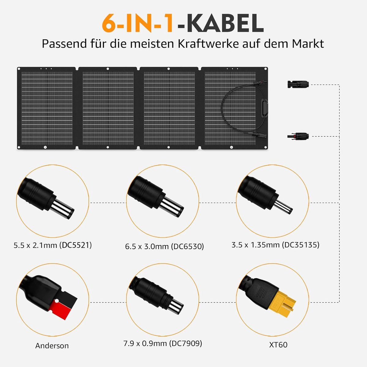 SinKeu 120 W opvouwbaar zonnepaneel, draagbare zonne-oplader met draagtas, waterdicht met 19,8 V 6 A MC4/Anderson/XT60/DC-uitgangen, ideaal voor powerstations, generatoren, camping, campers
