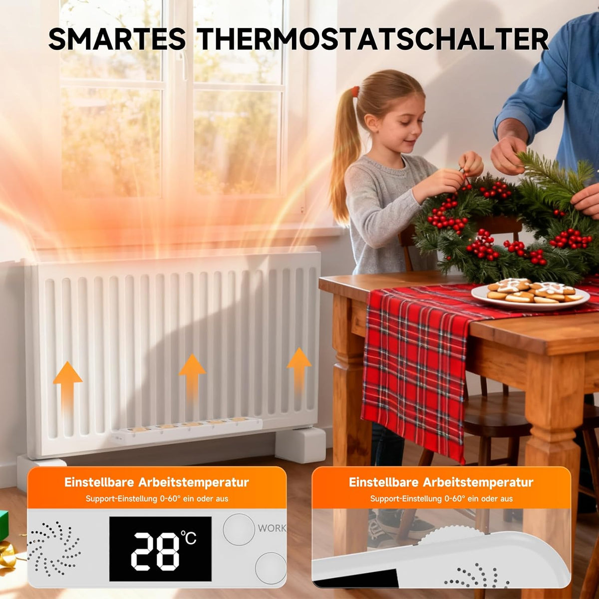 Radiatorventilator 2025 Smart - instelbare snelheid, ultra-stille verwarmingsversterker met thermostaat, bespaart tot 25% verwarmingskosten (5 ventilatoren, 2 stuks)