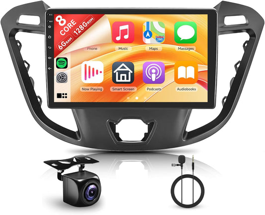 8 Core 6+128G Android Car Radio for Ford Transit Custom Tourneo 2013-2018 Wireless Carplay 9" with Android Car Mirror Link Bluetooth FM/RDS/EQ/DSP WiFi GPS Navi SWC Steering Wheel Control - QUORE