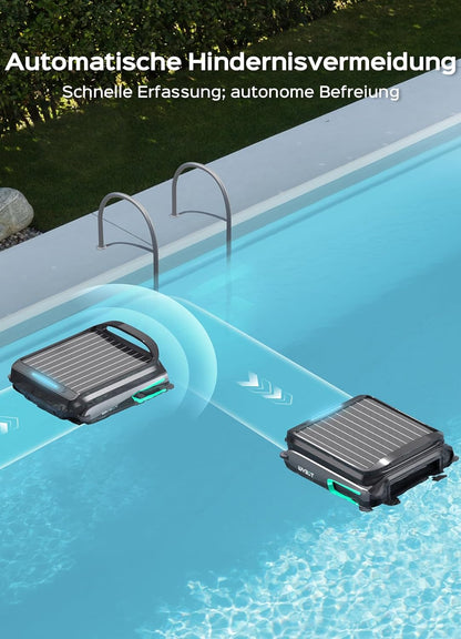 WYBOT F1 Solar Pool Skimmer, zwembadrobot met accu, ultrastil, app-bediening, voor alle zwembaden, zwart-groen (oplader niet inbegrepen, zie speciale aanbieding)