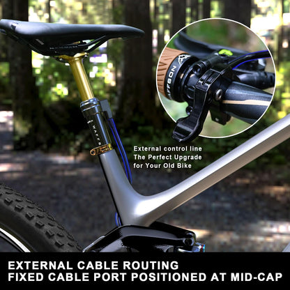 WFS Flex External Dropper Post Kit w/Remote Liver and Kabel, 27,2 x 305 mm, Reizen 70 mm, Aluminium Alloy Seatpost voor Mountain Bike, Road Bikes, MTB en BMX, Goud