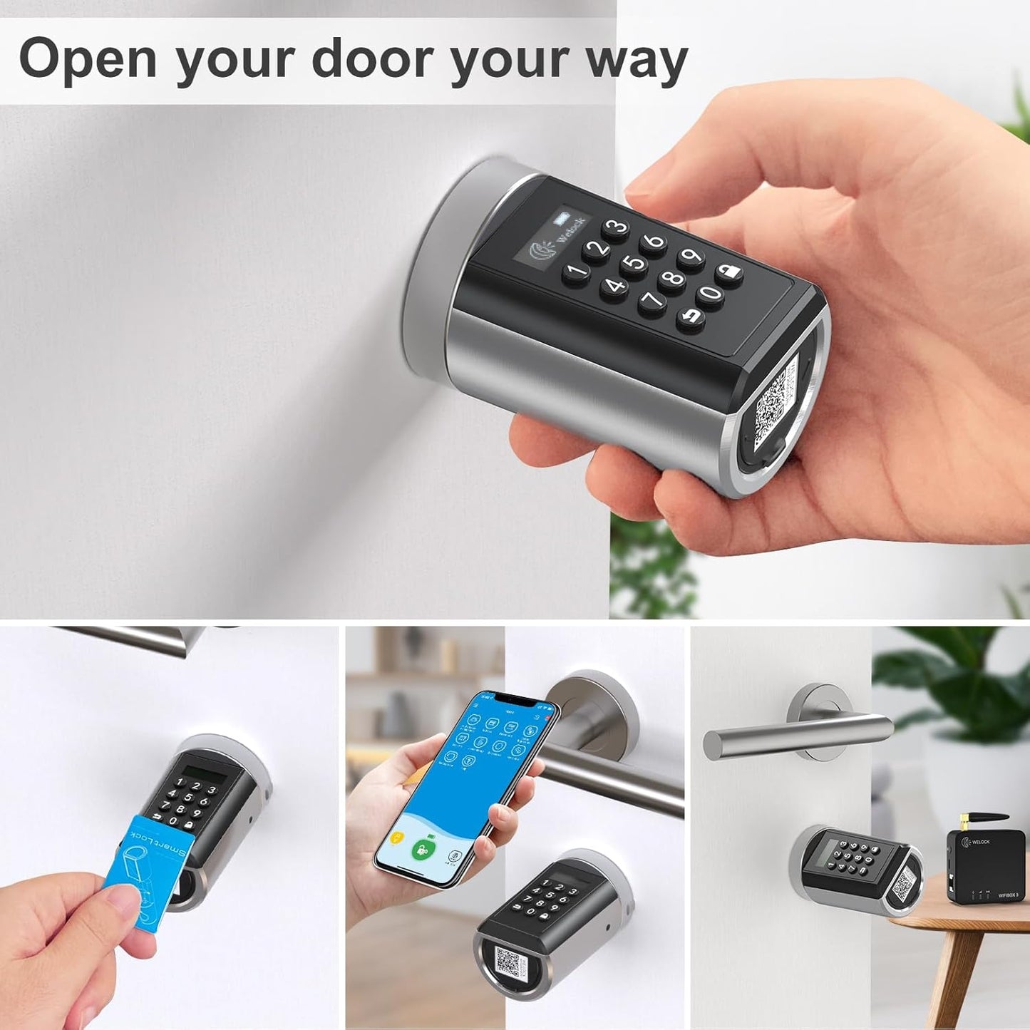 WELOCK PCB41-WIFI Gateway Smart Electronic Door Lock met Bluetooth Smartphone App, RFID Card EU Standard Waterproof IP65 Keyless Cylinder en WiFi Bluetooth Gateway Combo Kit.