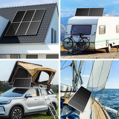 DOKIO zonnepaneel 200W 18V monokristallijn zonnemodule 200 Watt voor 12V batterijen, ideaal voor camper, camping, tuinhuis