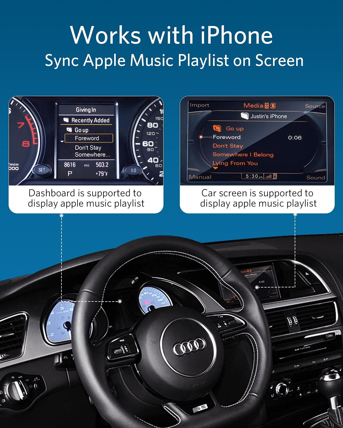 Bluetooth Adapter – Muziekstreaming Adapter – Bluetooth Ontvanger – Auto Audio Adapter – Draadloze Muziek Adapter – Voor 2004-2009 Auto's Met 30-Pins AMI/MDI Aansluiting – Bluetooth 5.0 – Originele Knoppenbediening