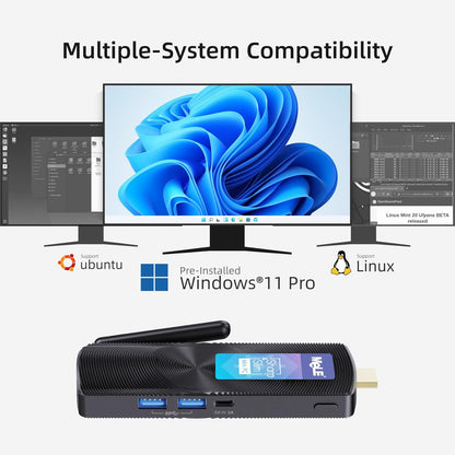 MeLE PCG02 Ventilatorloze Mini PC Stick, Celeron N4000 4GB 128GB met Windows 11 Home Micro Desktop Computer, HDMI USB3.0 Wi-Fi Gigabit Ethernet Draagbare SFF voor Industri毛le IoT