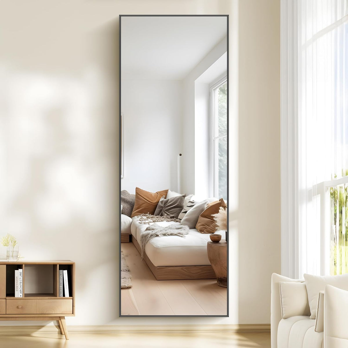 Staande Spiegel – Passpiegel – Wandspiegel – Voll Lichaam Spiegel – Full Body Spiegel – 179 x 70 cm – Zwart Aluminium Frame